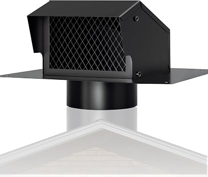 Removable Roof Vents Cap 4 Inch, Roof Vents for Houses Galvanized Steel Bathroom Kitchen Roof Exhaust Dryer Vent, Roof Vent Cover with Roofing Rain Cap and Damper Black