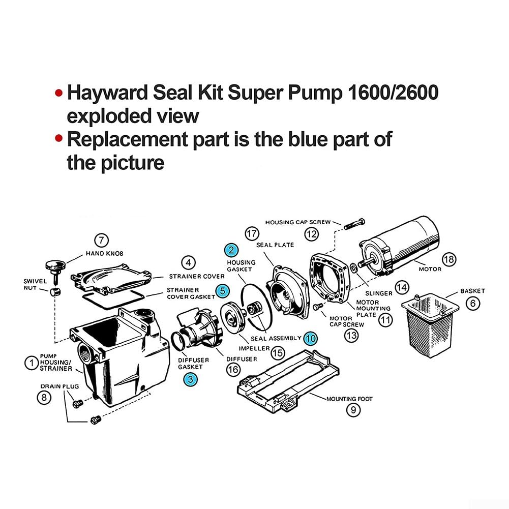 SP2600 Dichtungsset Für Hayward Super Pump – 3-teiliges O-Ring-Reparatur-Kit, Passt Für SP1600/2600 Modelle