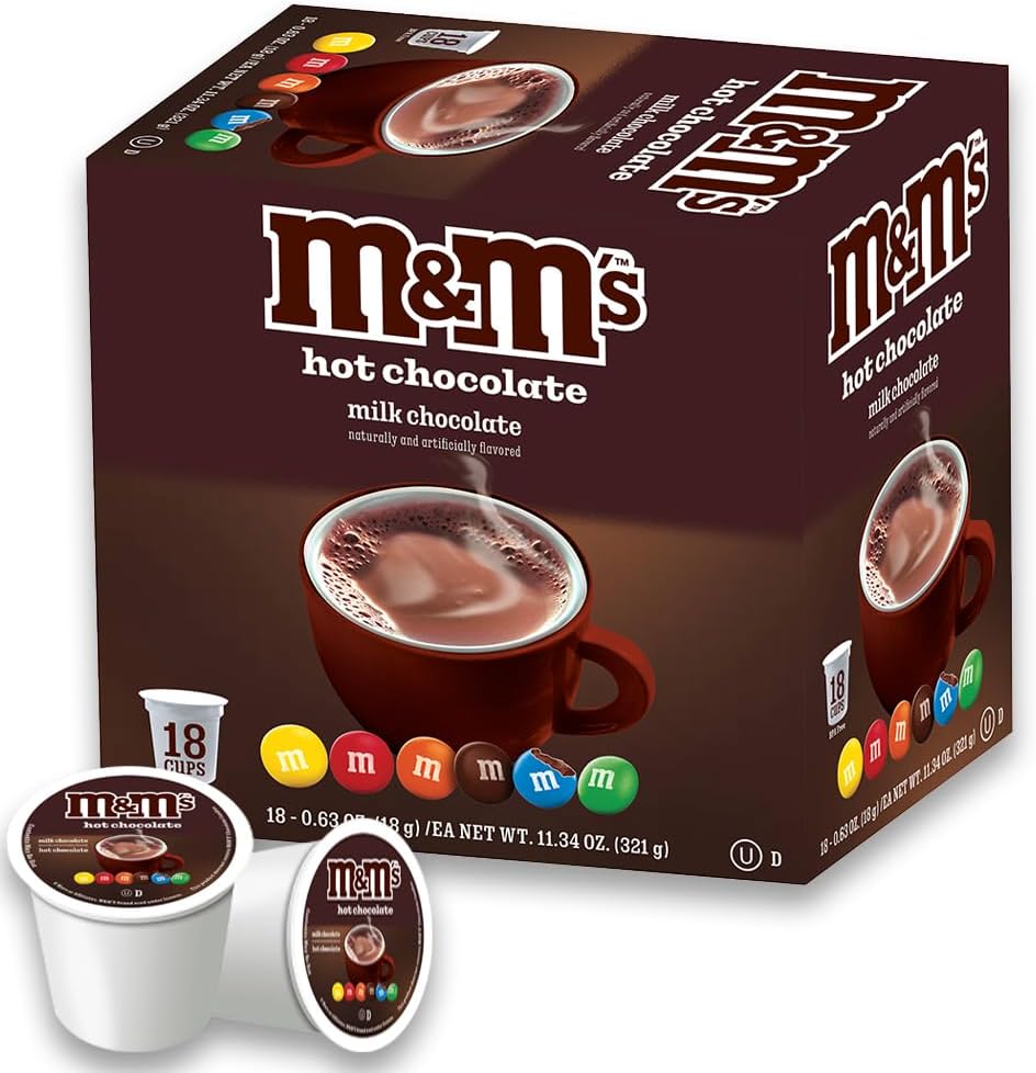 White Coffee Milk Chocolate Single Serve M&M Hot Cocoa Pods, 18 Count