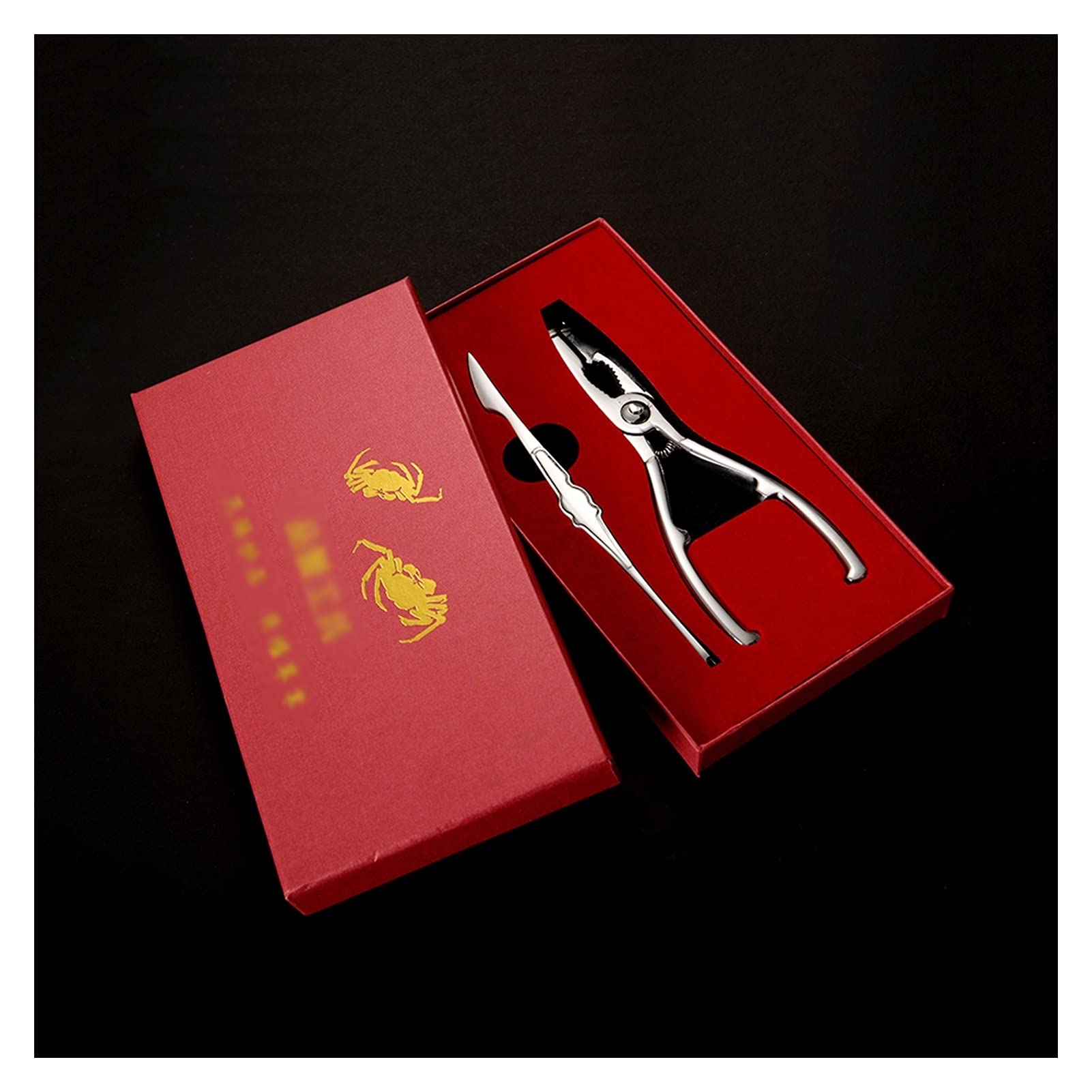 Ustensiles de Crustacés Les craquelins et les outils de la jambe de crabe avec boîte de rangement comprennent 1 craquelins de crabe avec des ciseaux, 1 fourchette de la jambe de crabe / des outils de