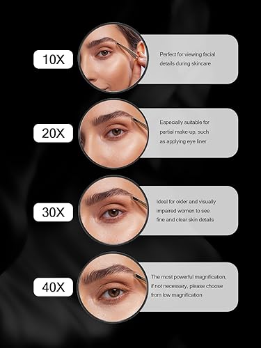 Miniatura 4 de Macaki 10 espejos de aumento con 2 ventosas, espejo de maquillaje aumentado de 3.5 pulgadas y pinzas inclinadas, 1 unidad