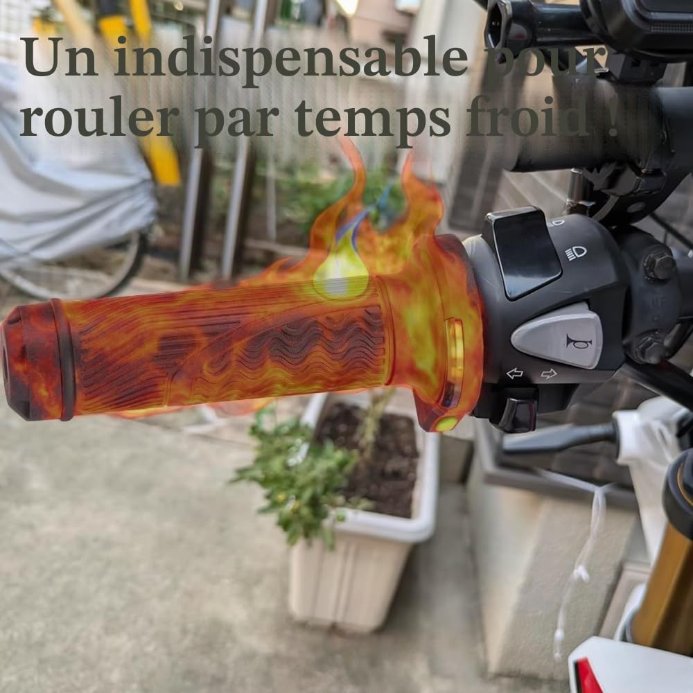 Poignées chauffantes pour moto, 45 W, haute performance, étanche, longueur réglable, 115 à 130 mm, universel, pour guidon de 22 mm
