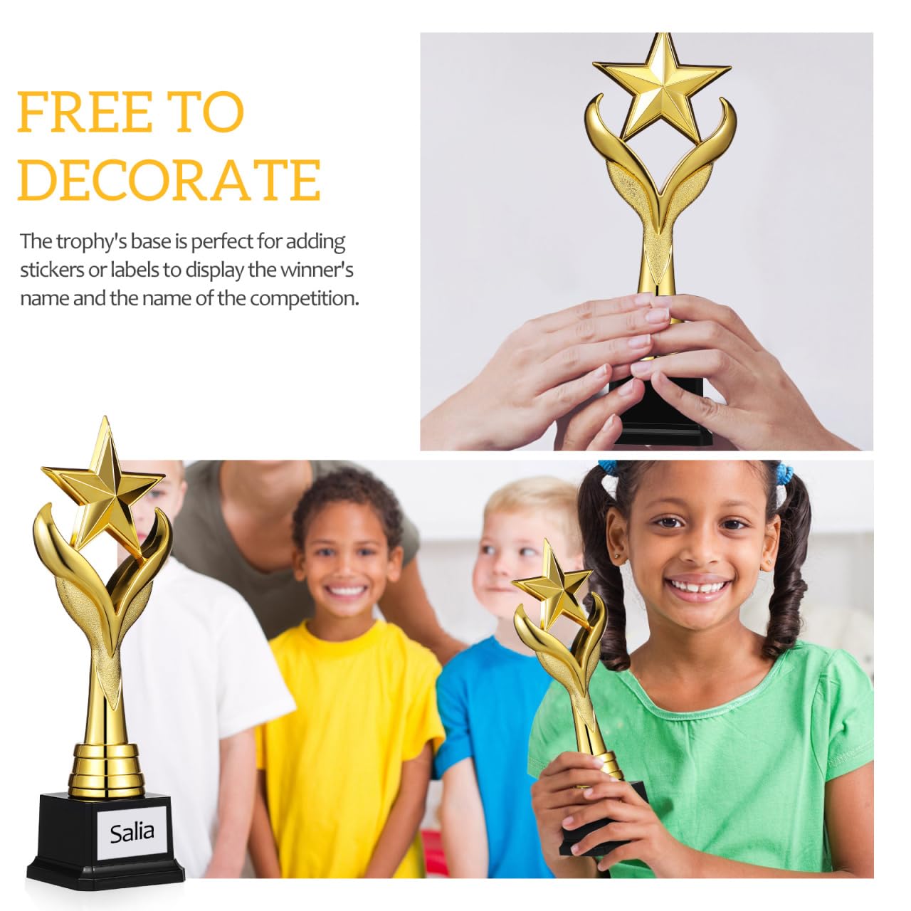 Trophée étoile Doré 9.8 Pouces – En Plastique Résine, Pour Récompenses Sport, Musique, Compétitions - 5