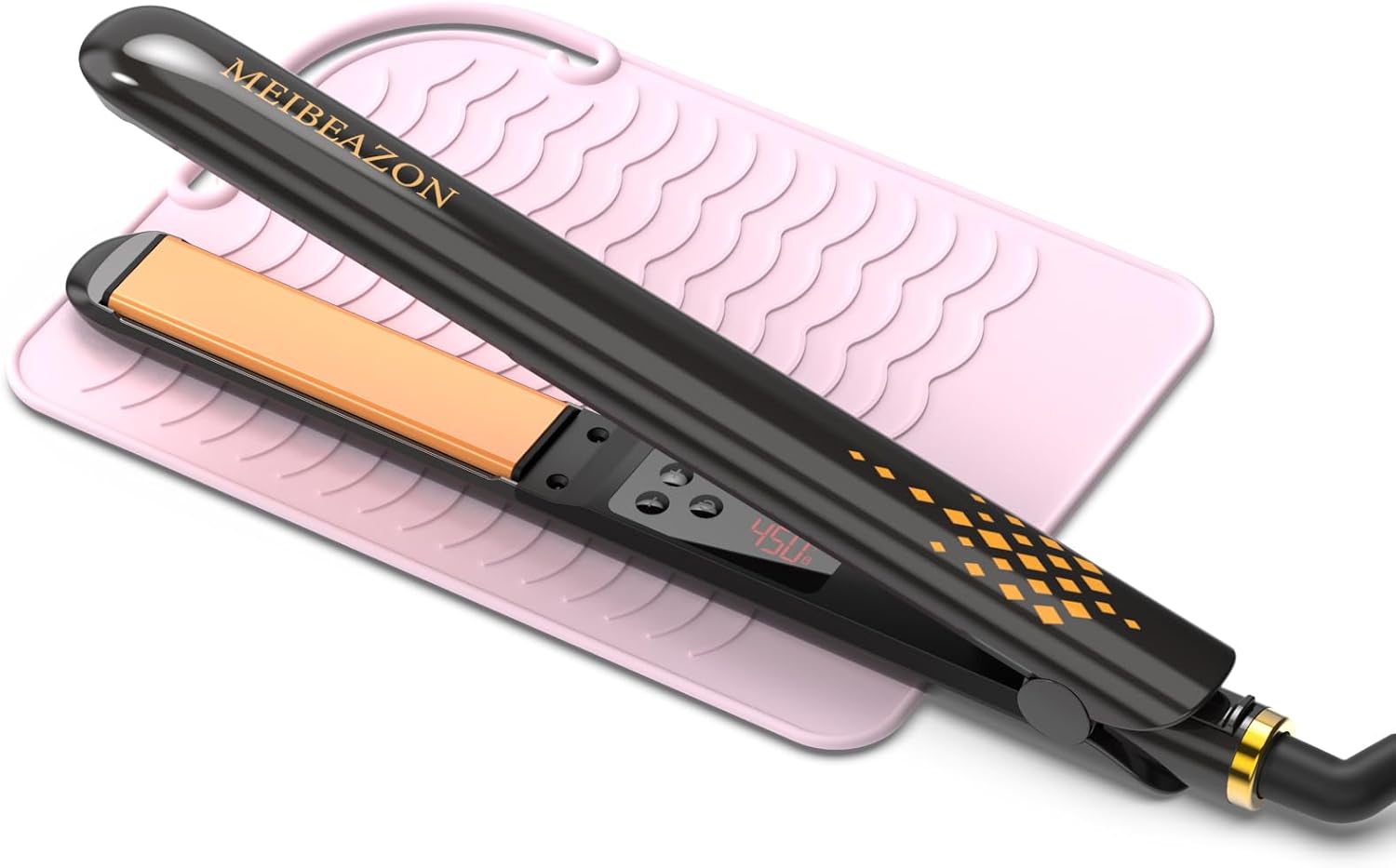 Flat Iron Hair Straightener and Curler – Professional Wet to Dry Straightener with 3D Floating Ceramic Plates, Travel Dual Voltage, LED Display, Fast Heat Up, Auto Shut Off, Silicone Mat