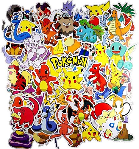 UCLEVER Pokemon Stickers Pack 80pcs Graffiti Cartoon Waterproof Vinyls Decals for Laptop Cars Motorcycle Bicycle Skateboard Luggage