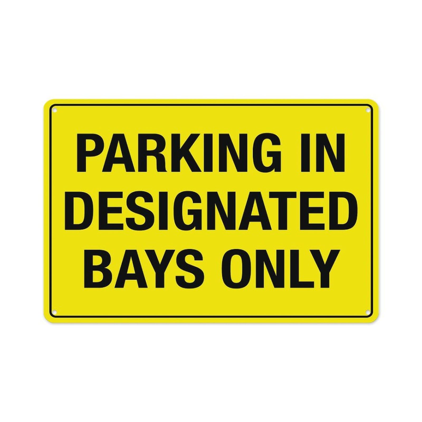 peiyeety Parking in Designated Bays Only Sign Aluminum Tin Warning Signs for Home Outdoor Garden 8X12 Inches