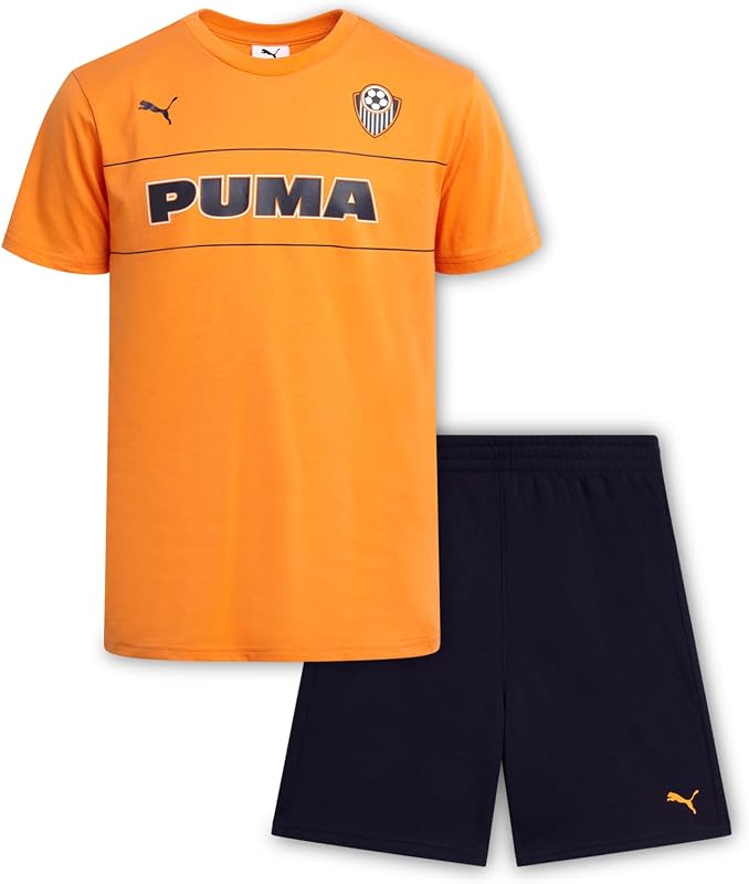 Conjunto de pantalones cortos de 2 piezas para niños, remera de fútbol y pantalones cortos activos (tallas 8-16)