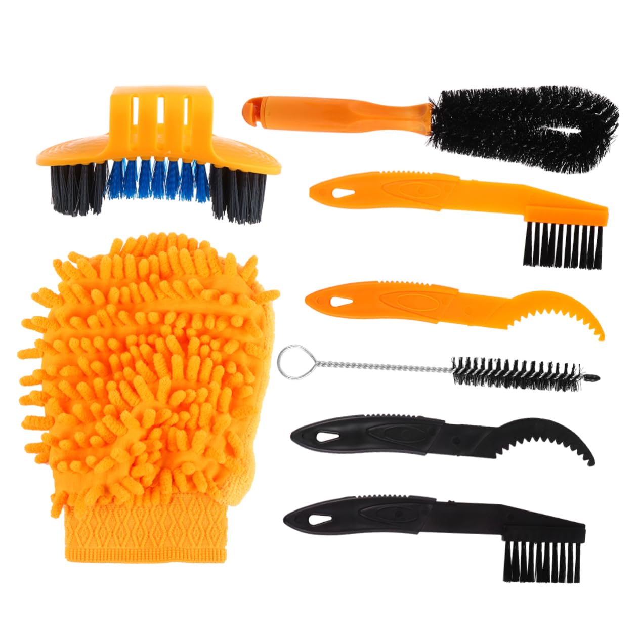 BRIGHTFUFU 8 Pcs Bike Chain Cleaning Kit Chain Cleaner Bike Maintenance Tool Wheel Cleaner Brush Set