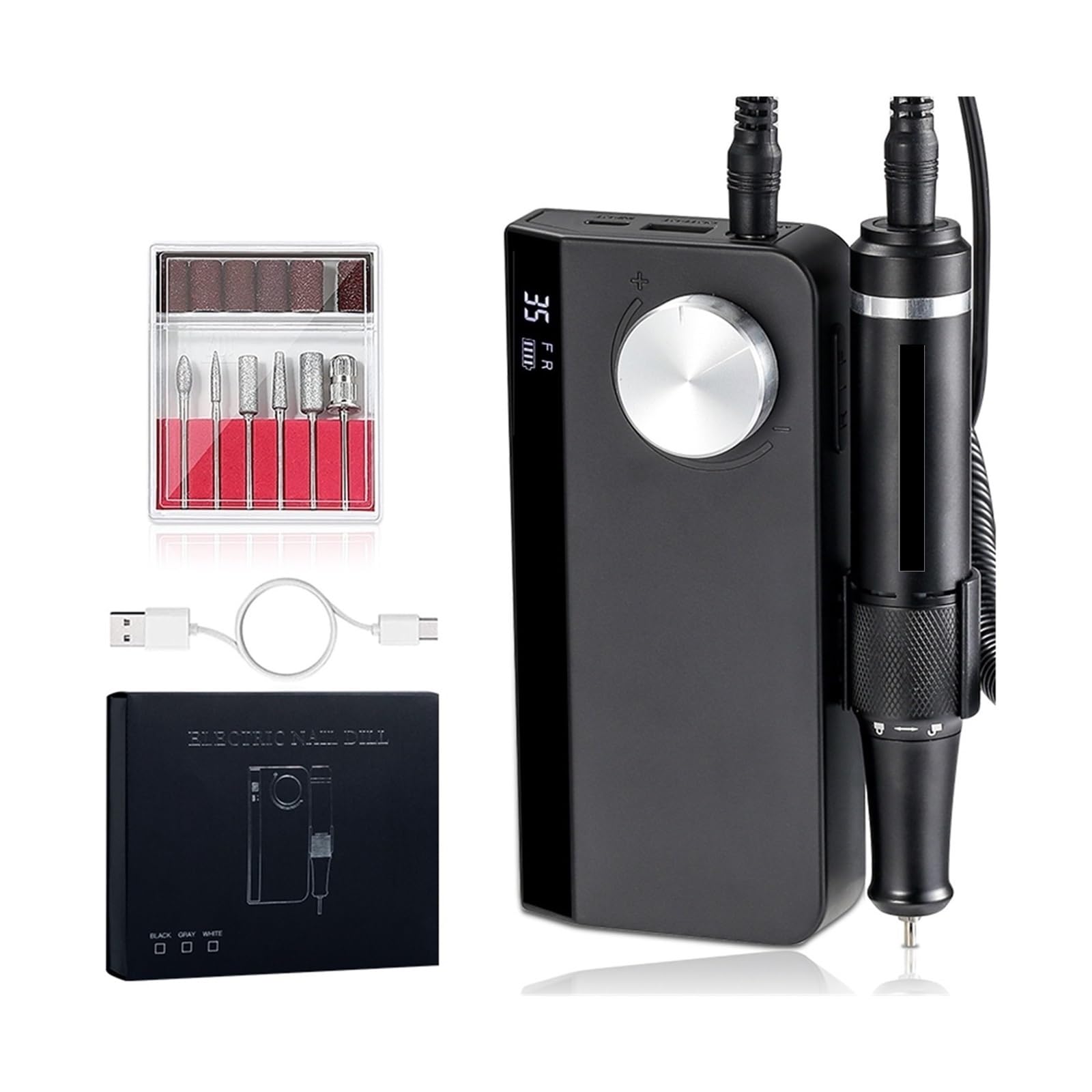 Trapano per Unghie Elettrico Ricaricabile 35000 Giri/min, rettificatrice per Unghie, Trapano per Unghie Portatile per Unghie in Acrilico/Gel, Strumenti per Unghie profess