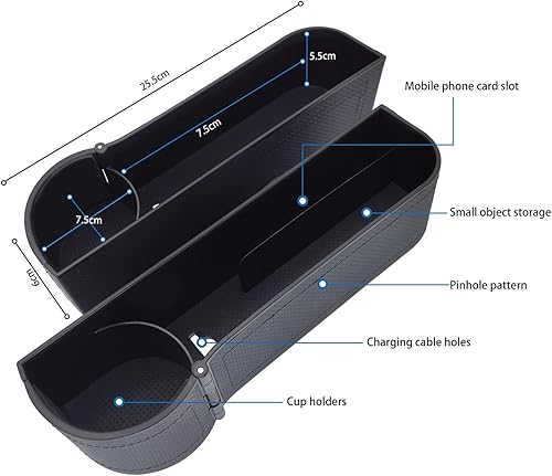 Miniatura 2 de Organizador de llenado de espacio para asiento de automóvil, organizador multifuncional para asiento de automóvil, portavasos ajustable, caja de