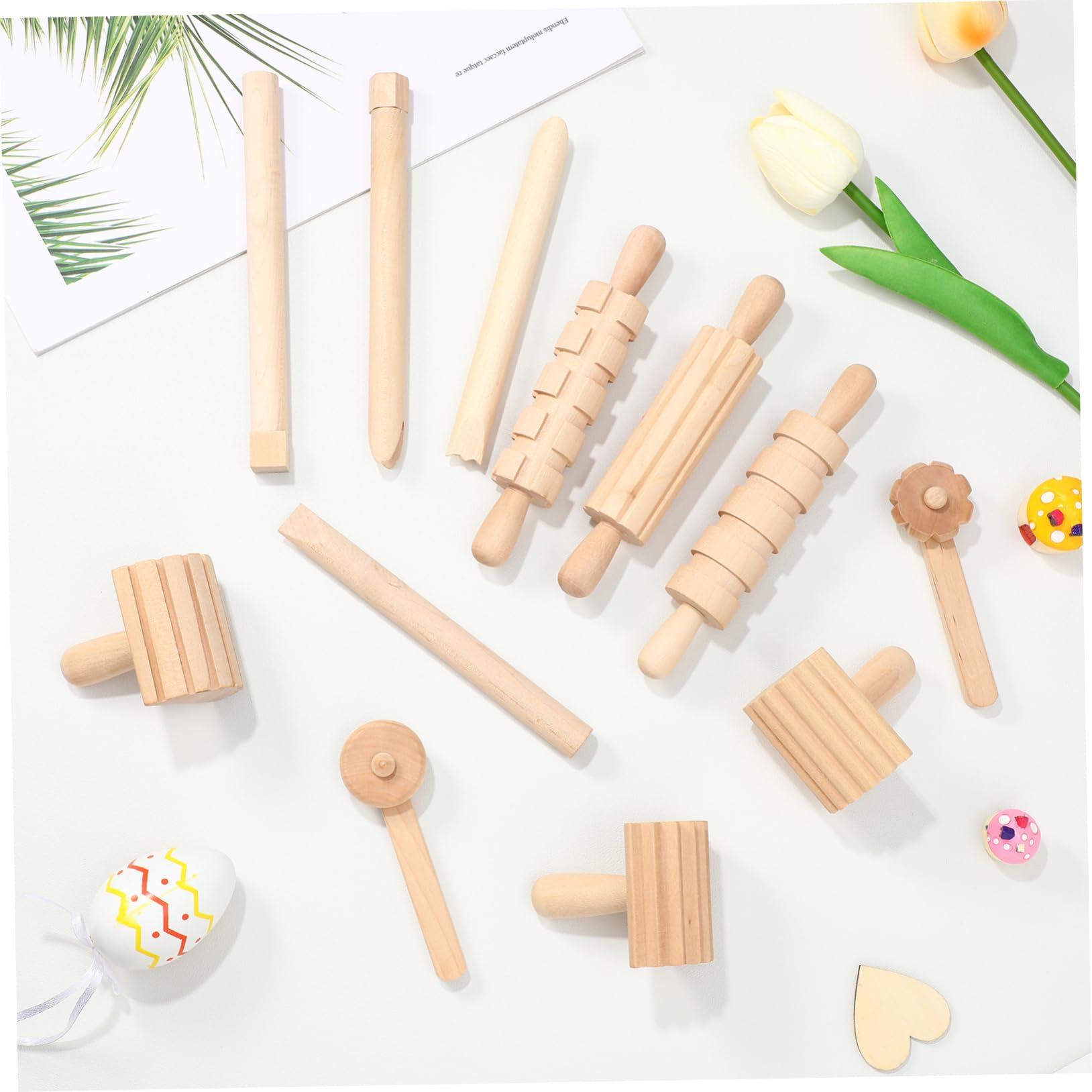 UKCOCO Strumento DIY in Legno per Argilla Ragazzo Ragazza, Set 1 Pezzo | Superficie Liscia senza Bave, Facile da Pulire, Sicuro per Uso Creativo, Colore Beige Naturale