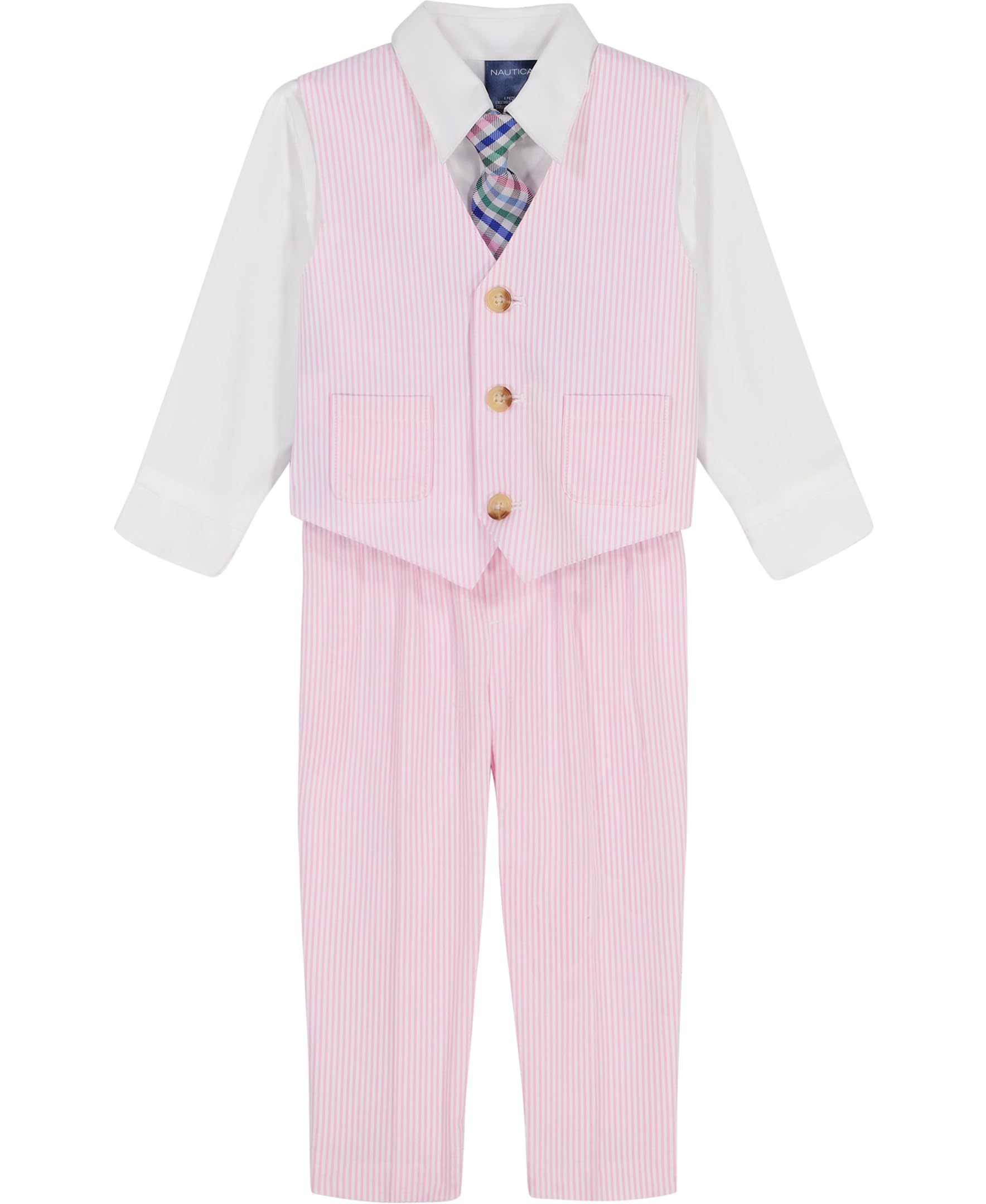 Nautica Baby Boys 4-piece Suit Set with Dress Shirt, Vest, Pants, and Tie
