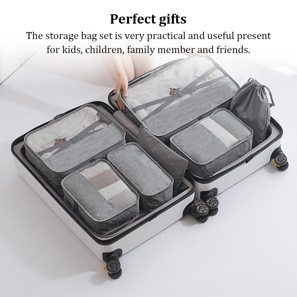 7 Pz/Kit Imballaggio Cubo Borsa Da Viaggio In Tessuto Non Tessuto Bagagli Vestiti Portatile Giacca Valigia Organizzazione Custodia Arancione