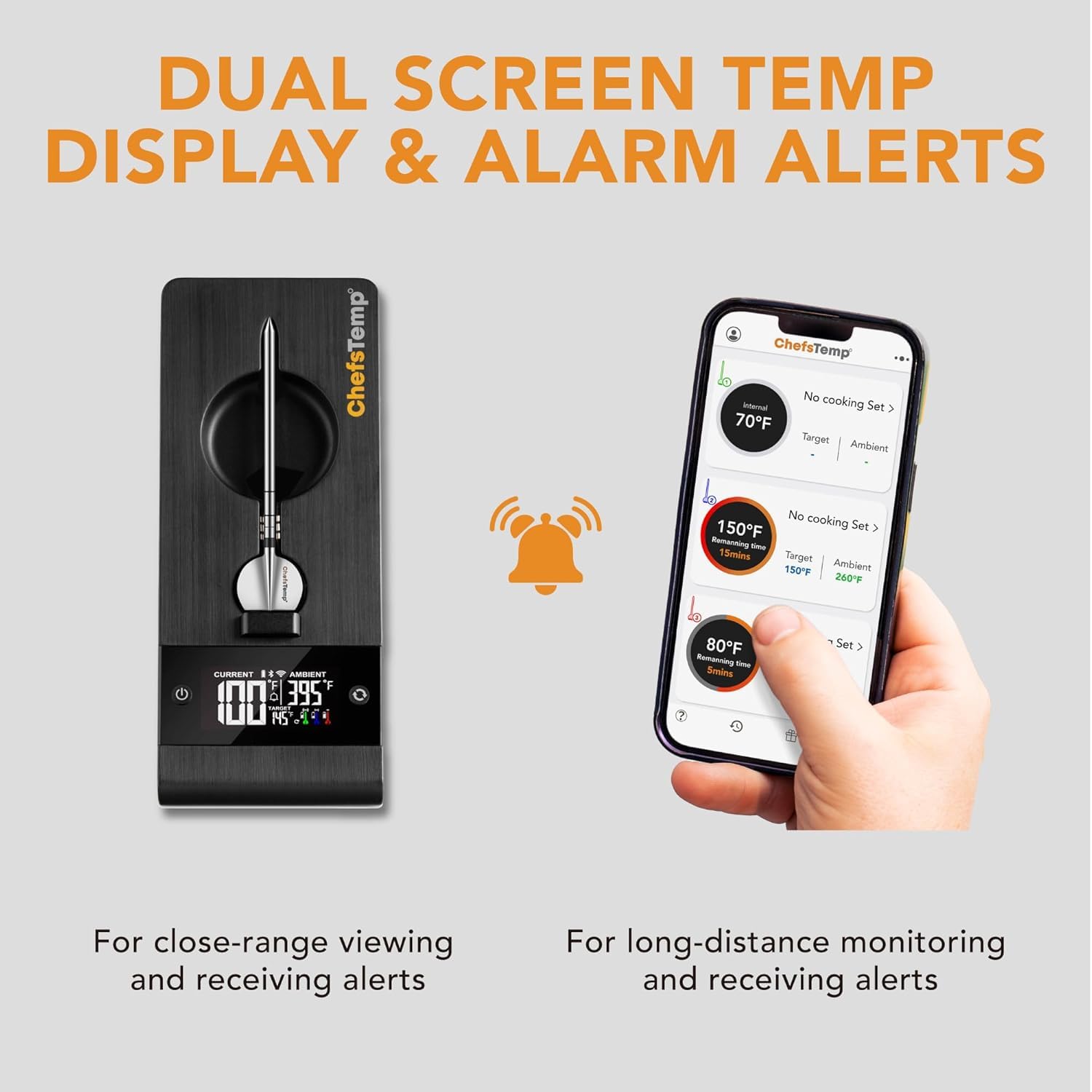 ChefsTemp ProTemp 2 Plus - Termometro da carne senza fili con regolatore di temperatura, portata illimitata, compatibile con Bluetooth e Wi-Fi, per Smart Cooking, Smoker, barbecue, barbecue, forno e