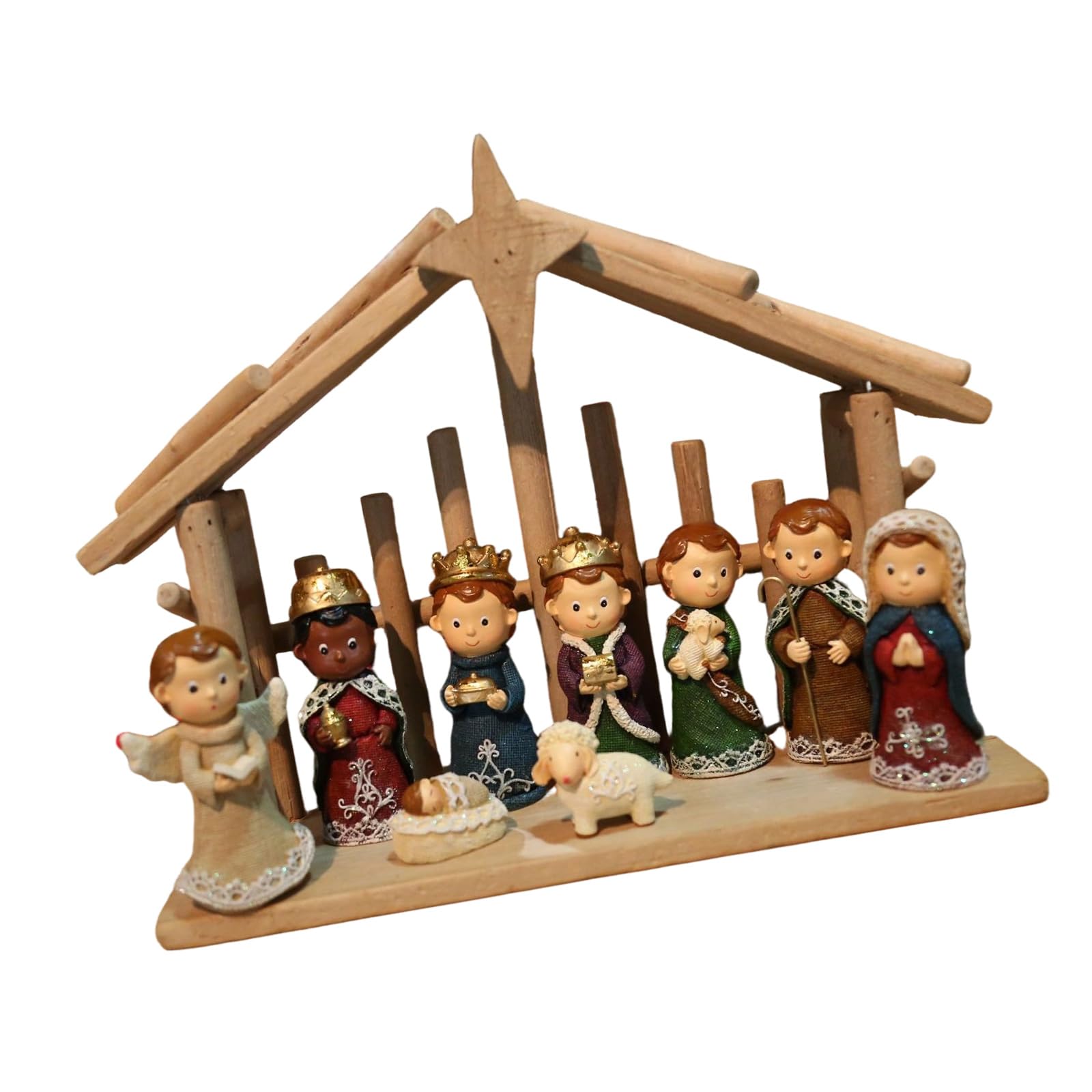 Lerpwige Baby Jesuses Holy Family Statue Miniature Christmas Nativity Scene Sculpture For Xmases Indoor Home Table Holiday Decoration Christmas Nativity Figurines