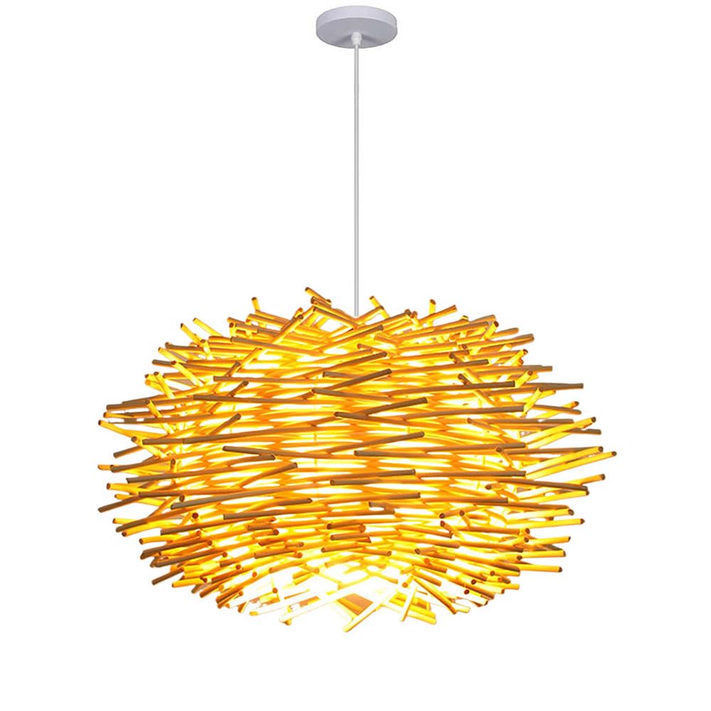 Lampada a Sospensione Creativa a Forma di Nido d'uccello in Rattan, con Paralume a Forma di Cestino, in Vimini, Stile Fattoria, Illuminazione a soffitto E26, Decorazioni per Soggiorno, Camera da
