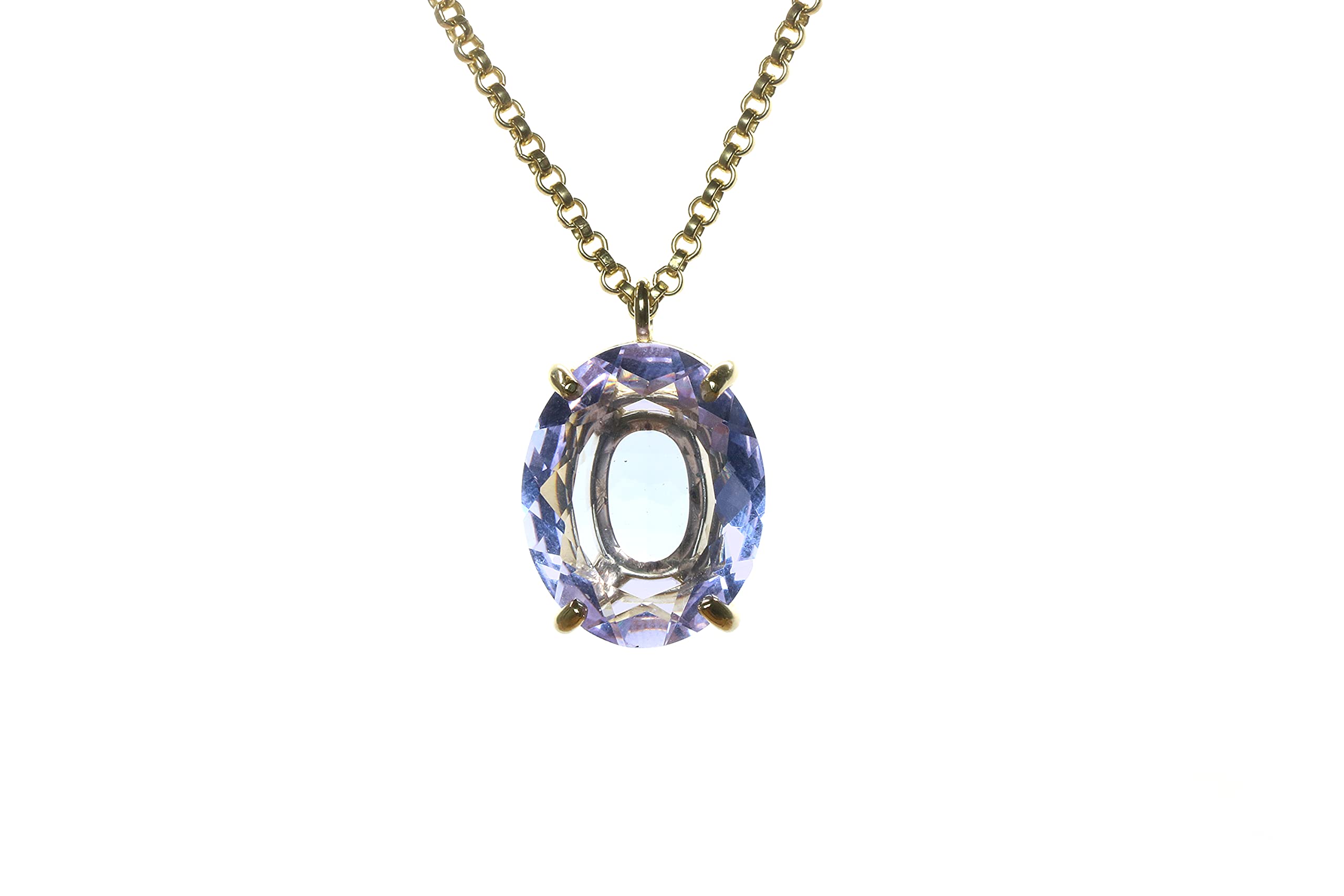 Collana Ovale con Ciondolo di Tanzanite - Classica Collana in Oro con Pietra di Compleanno - Radiosa Collana di Cristallo con la Pietra di Compleanno di Dicembre, Collana Dichiarazione - Fatta a Mano