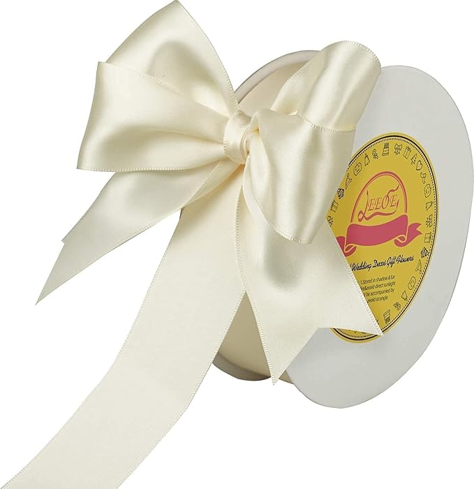 Double Face Ivory Satin Ribbon 1-1/2 inch X 50 Yards