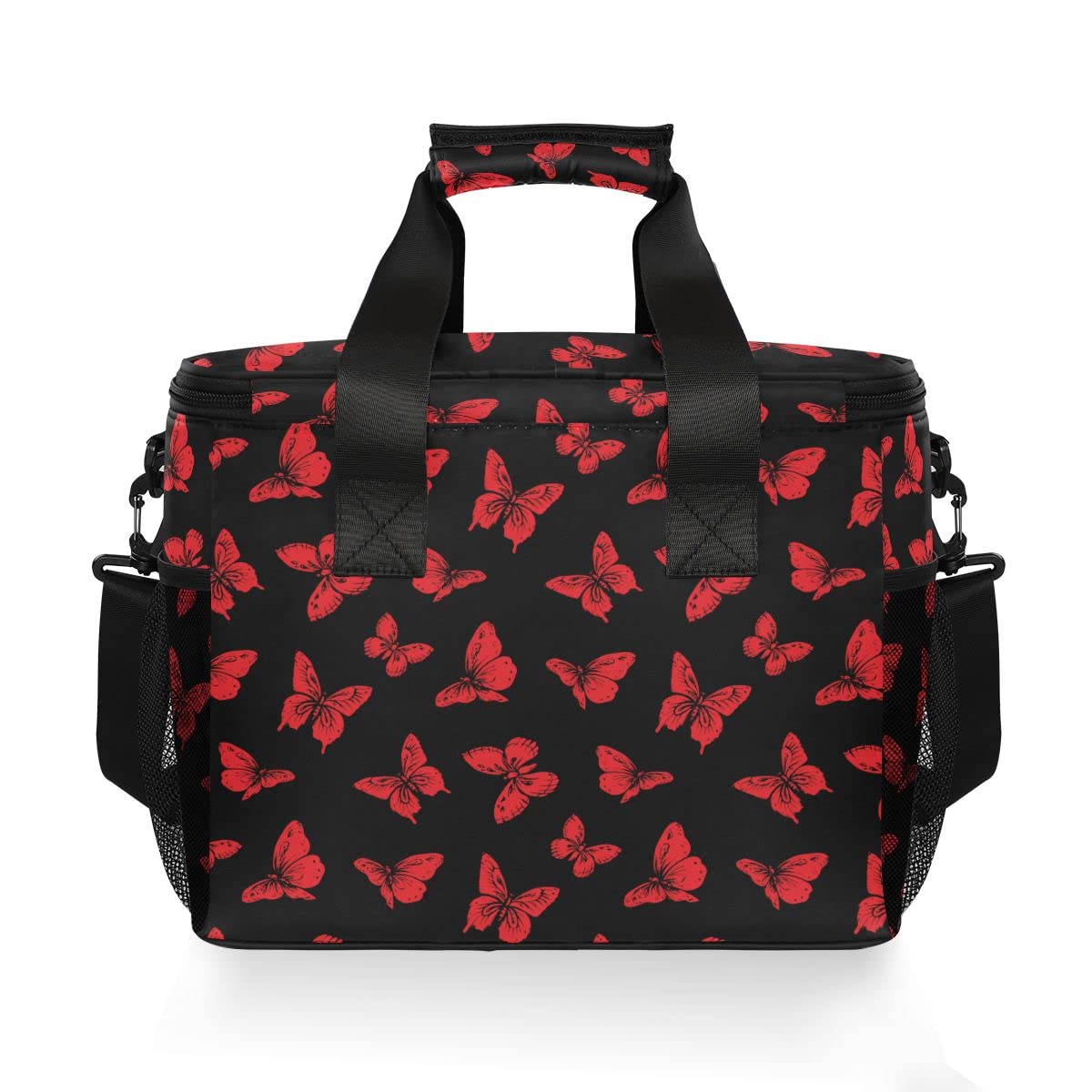 Bolsa de picnic de 15 L, 24 latas, bolsa de almuerzo aislada con mariposa, bolsas para viajes, camping, barbacoa, actividades al aire libre, asas, correa para el hombro