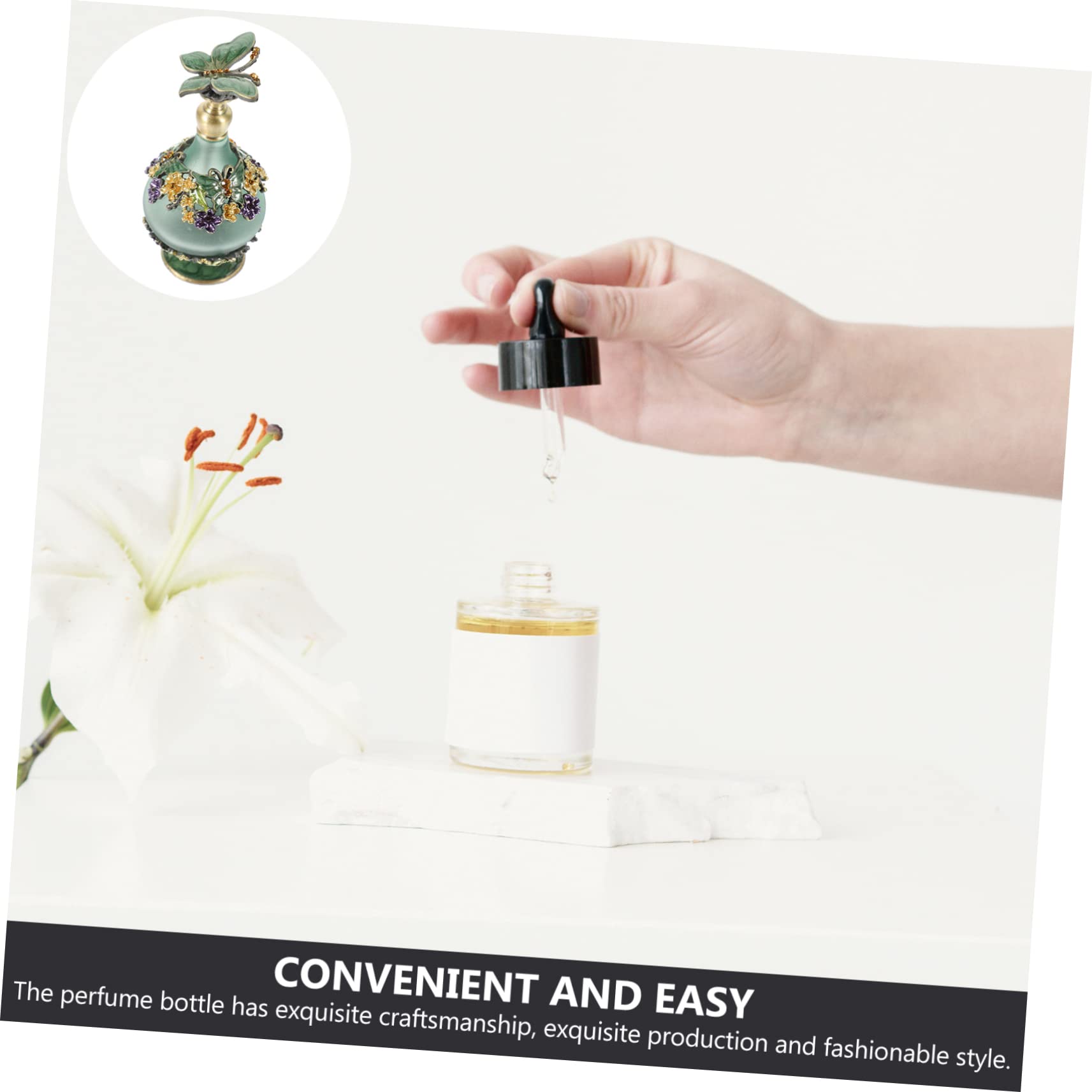Cabilock Flacone Profumo Vintage in Verde da 23ml, Boccetta Leggera e Ricaricabile per Viaggio, Stile alla Moda per Ricarica Oli Essenziali