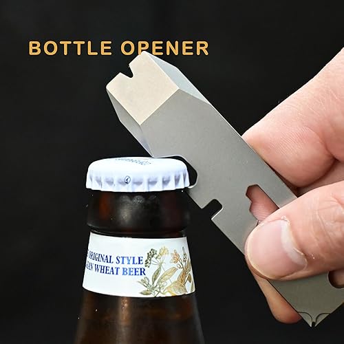 Miniatura 5 de Herramienta de llavero de titanio, herramienta multiusos ligera, abrelatas de pintura, herramientas de palanca, abridor de botellas con llave, ideal
