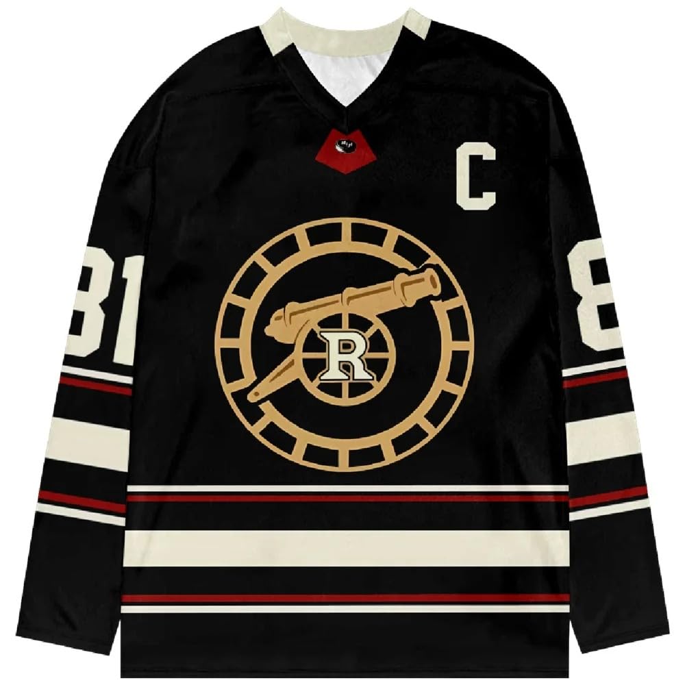 Heated Rivalry Merch Rozanov 81 Hockey Maglia nera - Maglia unisex a maniche lunghe con scollo a V per fan della serie TV
