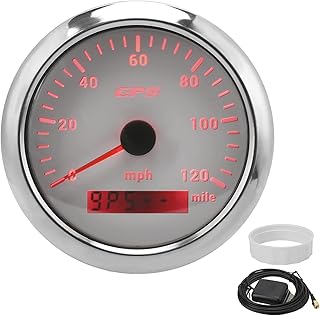 Gps Speedometer, Ps Speedometer Odometer Speedometer Speedometer Mph Display Gps Speedometer 85mm/3.35" Odometer 120mph Ip67 Water Resistant Suitable for Stepping Instruments(white)