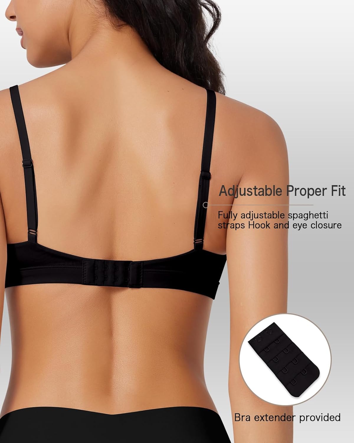 Triangle Bralette for Women Deep V Removable Pads Unlined Bra Comfortable Neck Wireless Seamless Smoothing Bra Top Black - Image 6