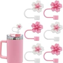 6-Pack Straw Covers Cap for Stanley Cup, Stanley Straw Caps Compatible with 40 oz Stanley Tumbler, Reusable Silicone Dust-Proof Straw Tips for Stanley Jug Drinking Straws Plug Begonia