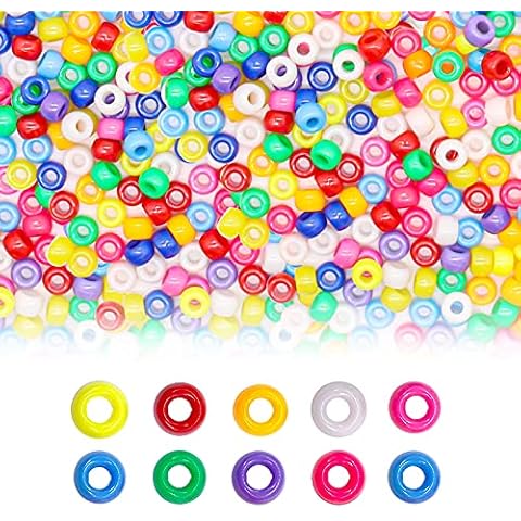 Pony Beads, Beads for Crafts Jewellery Making Colourful Hair Beads for Hair Braiding, Small Acrylic Pop Craft Beads for Bracelets DIY 1000 Pcs Cover
