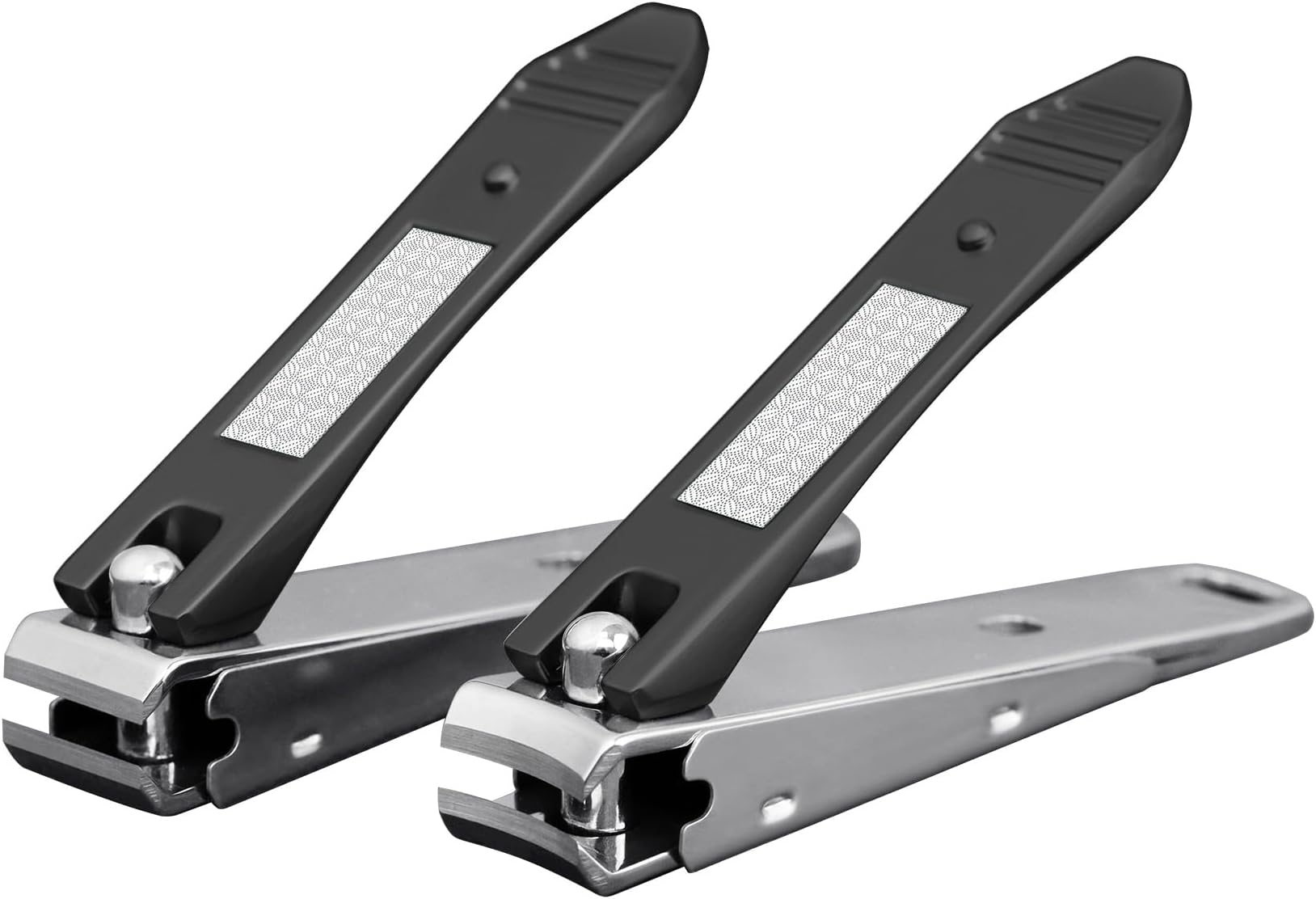 VOGARB Curved and Straight Nail Clippers Set for Men Fingernail and Toenails, Heavy Duty Ultra Sharp Stainless Steel Nail Cutter with Catcher for Women Adult (Gun-Black)