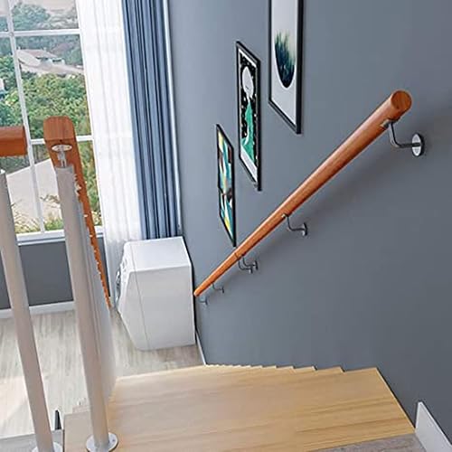 Miniatura 4 de Pasamanos de madera antideslizantes para escaleras de interior, kit completo, barra de agarre para escaleras sin barreras para ancianos, montada en