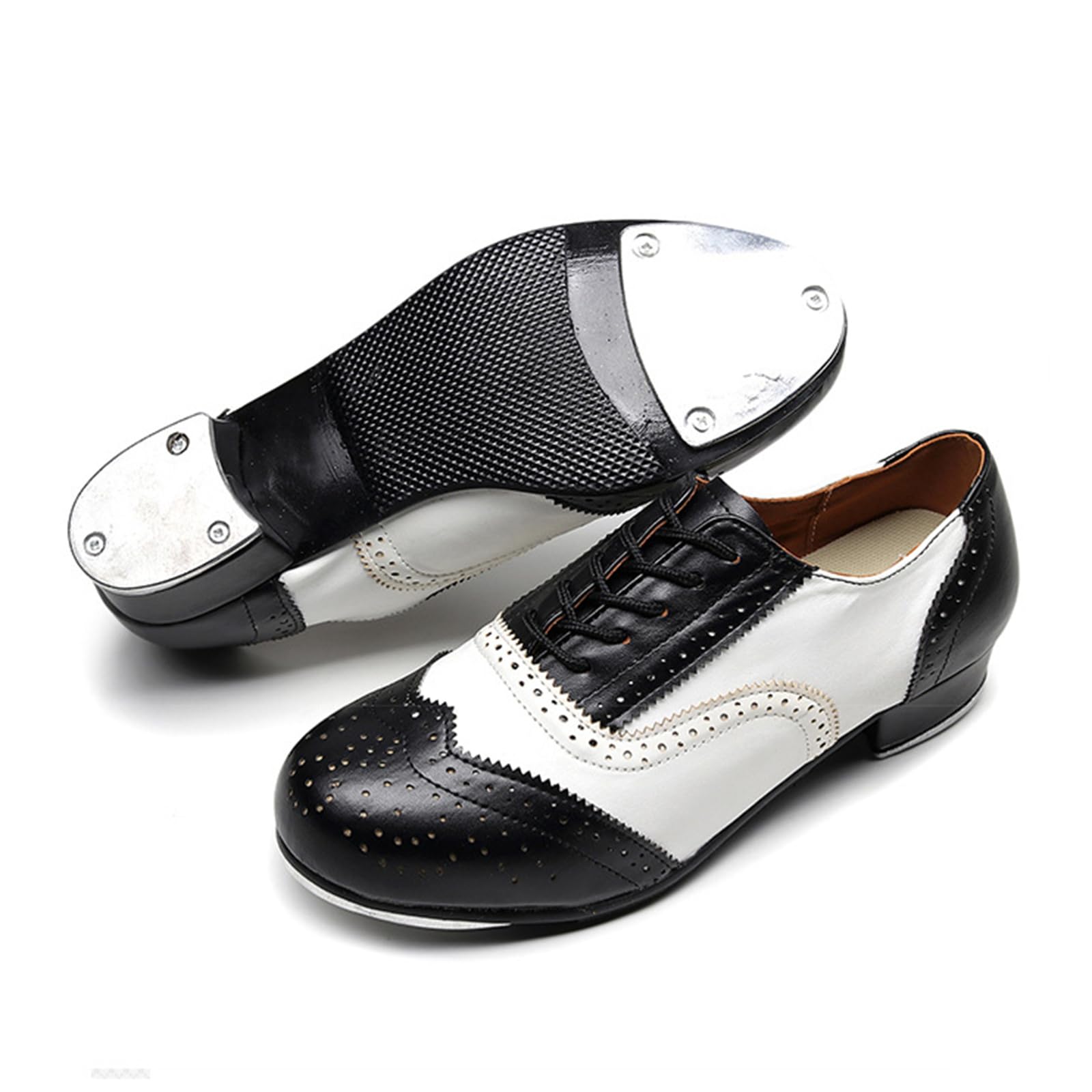 Scarpe da Tip Tap Uomo Ballo Sala Tacco Basso Stringate Brogue Traspiranti