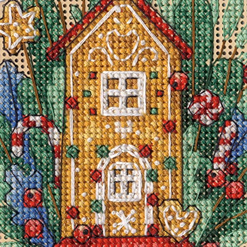 Image of Dimensions 70-09607 Sweets and Treats Ornaments Christmas Counted Cross Stitch Kit, 4.5 inch H, Multicolor, Set of 3