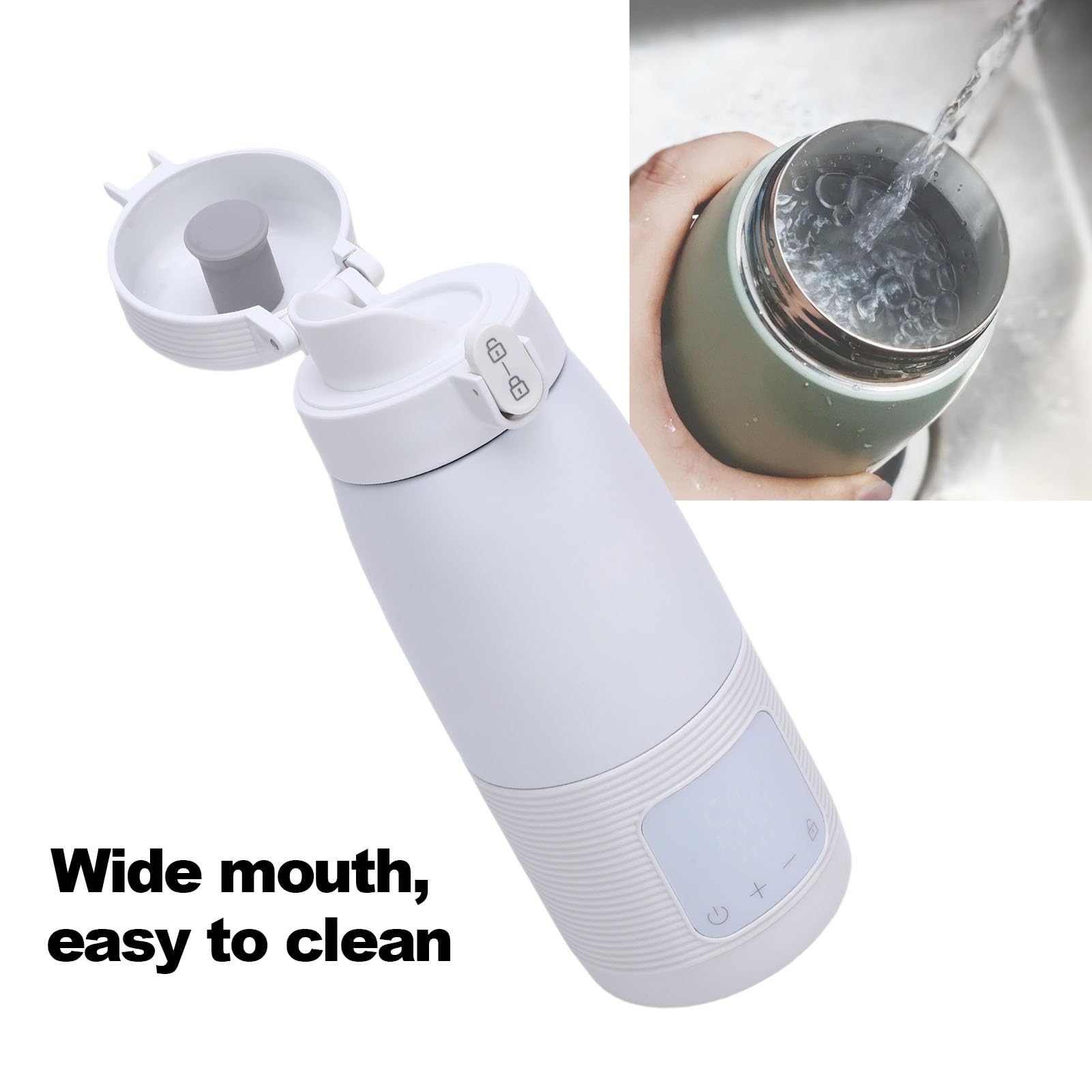 RiToEasysports Calentador de Biberones Portátil, Calentador de Biberones de Viaje Inalámbrico, Control de Temperatura de 37 ℃ a 55 ℃ con Batería Recargable para Picnics de Camping, (350 ml, 4400 mAh)