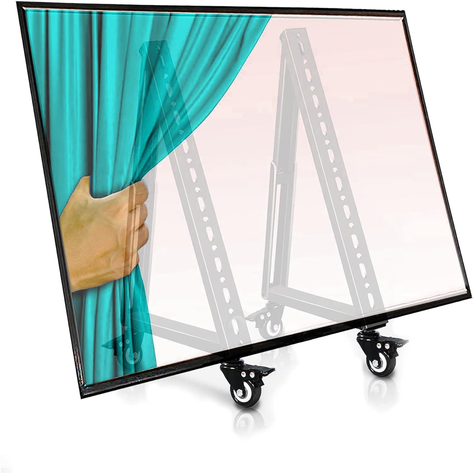 HPTHLY Mobile Tv Cart Stand With Wheels - Portable Tv Floor Stand, Low Height Mobile Tv Stand, Monitor Floor Stand Cart, For 32-65 Inch Flat Curved Screen Tv, 30° Adjustable Viewing