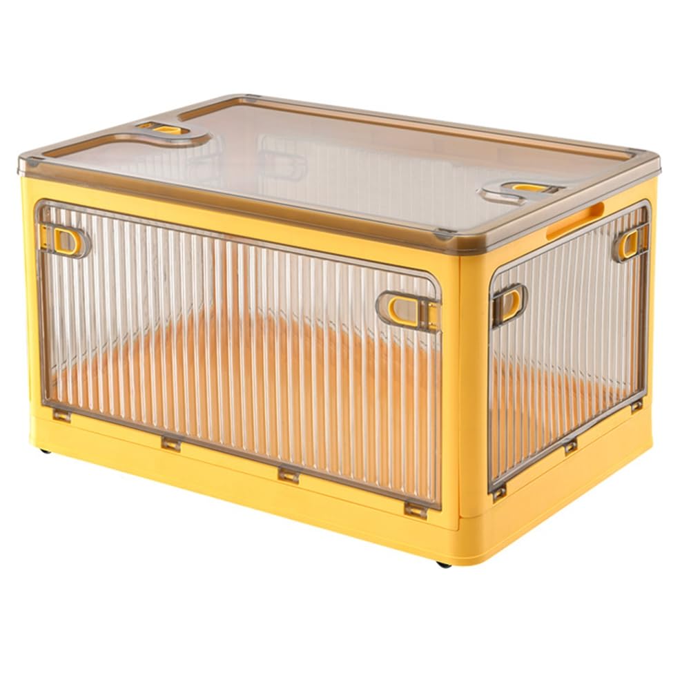 CTRLZS Large Capacity Folding Storage Box - Stackable Thickened Plastic Organizer,Household Transparent Plastic Folding Box