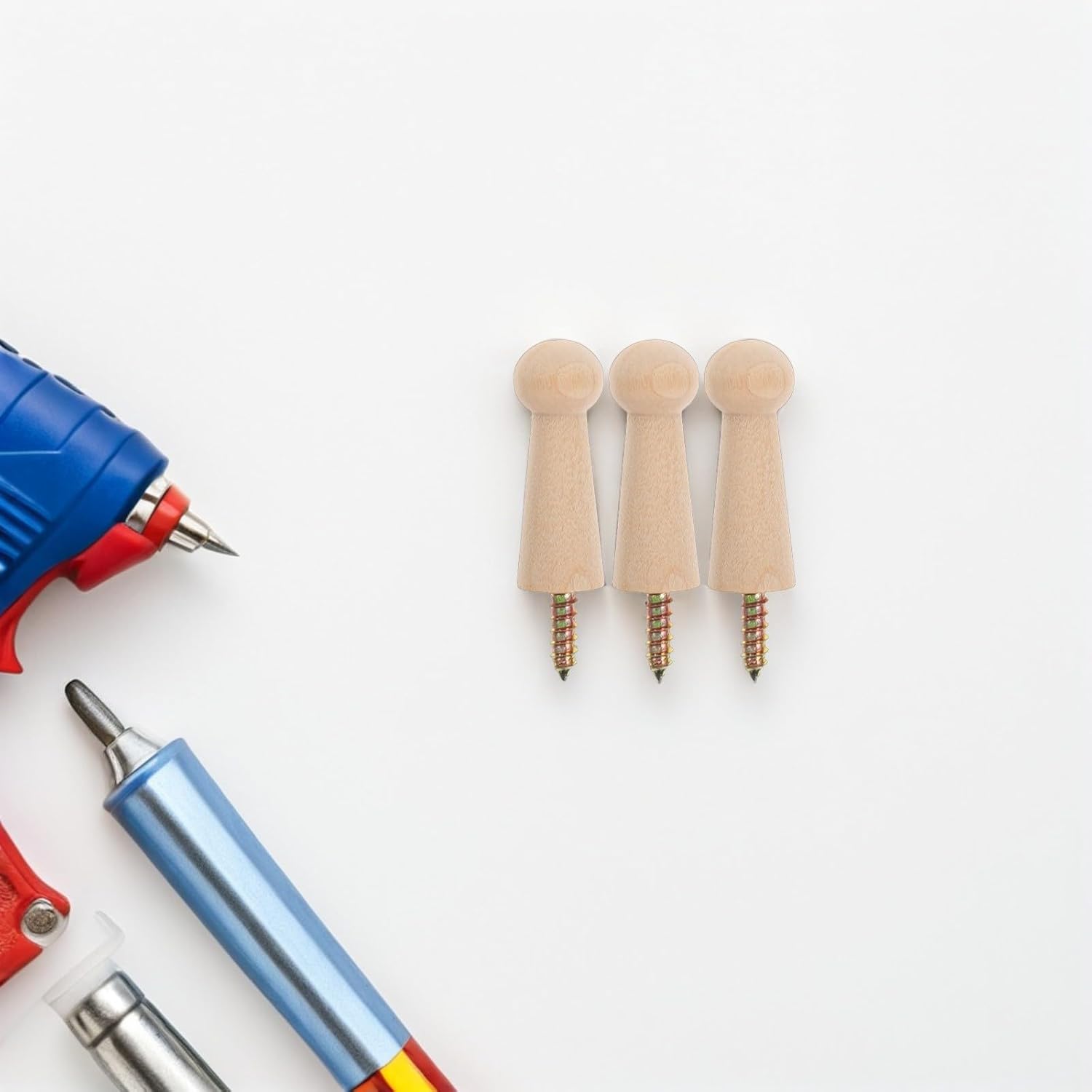 12pcs Solid Wood Coat and Towel Hooks with Screws, Wall-Mounted Wooden Pegs for Hanging Clothes, Hats, and Bathroom Towels, Unfinished Natural Wood for DIY Painting and Home