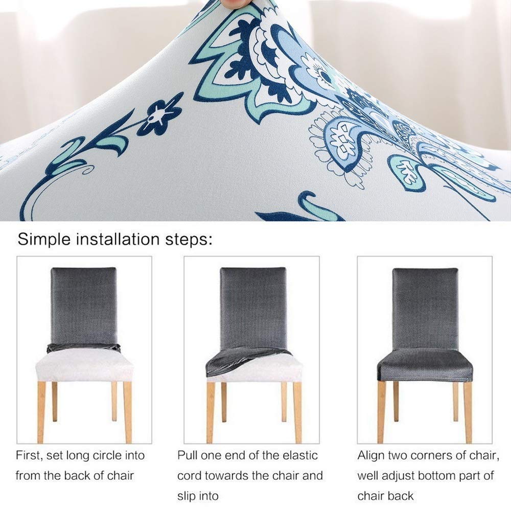 Coprisedia 2/4/6 Pz allungabile Sedia della Copertura Lavabile di Stampa del Fiore Rimovibile Modello Seat Cover Fodera for Nuziale della Casa Chaise Coprisedia con Schienale