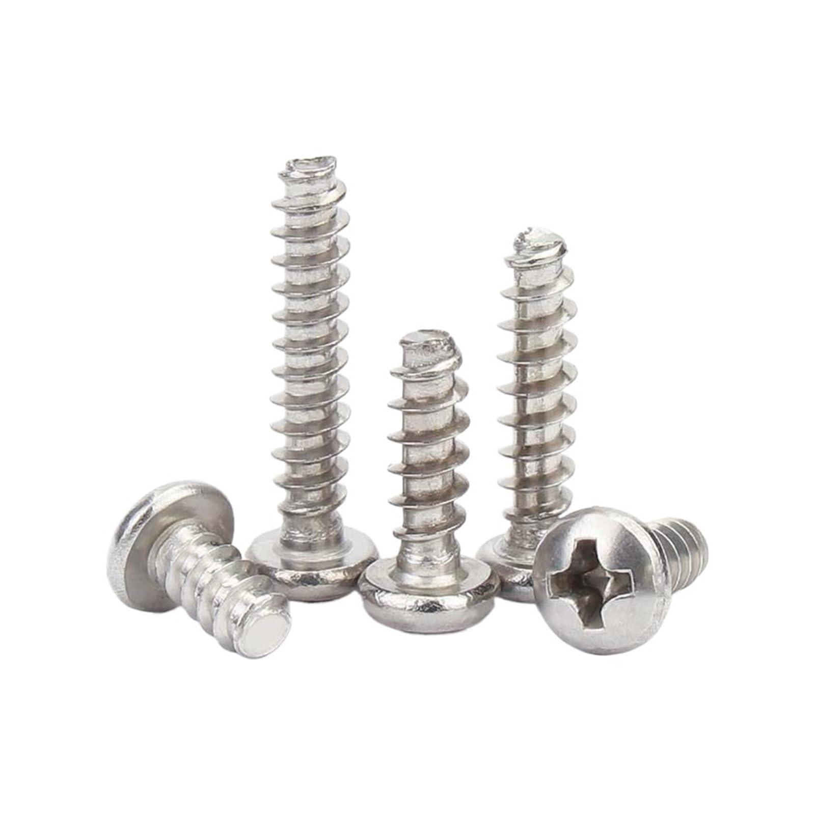FJQFHH Self Tapping Screws Metal， 304 Stainless Steel Phillips Pan Head Self Tapping Screws(8MM,50PC M3)