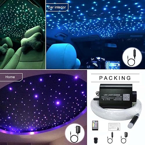 Miniatura 6 de Azimom - Kit de luz de techo cielo estrellado, LED RGBW fibra óptica musical con sensor de sonido 16W