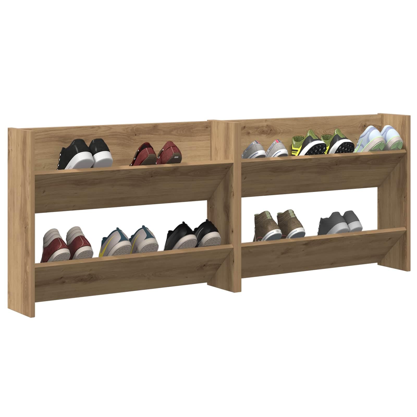 vidaXL Shoe Cabinet 2 pcs Artisan Oak 81 x 18 x 60 cm Engineered Wood, Hallway Shoe Cabinet, Modern Rectangular Storage, Organizing Unit for Footwear, Space Saving Wall Organizer, Compact Rack