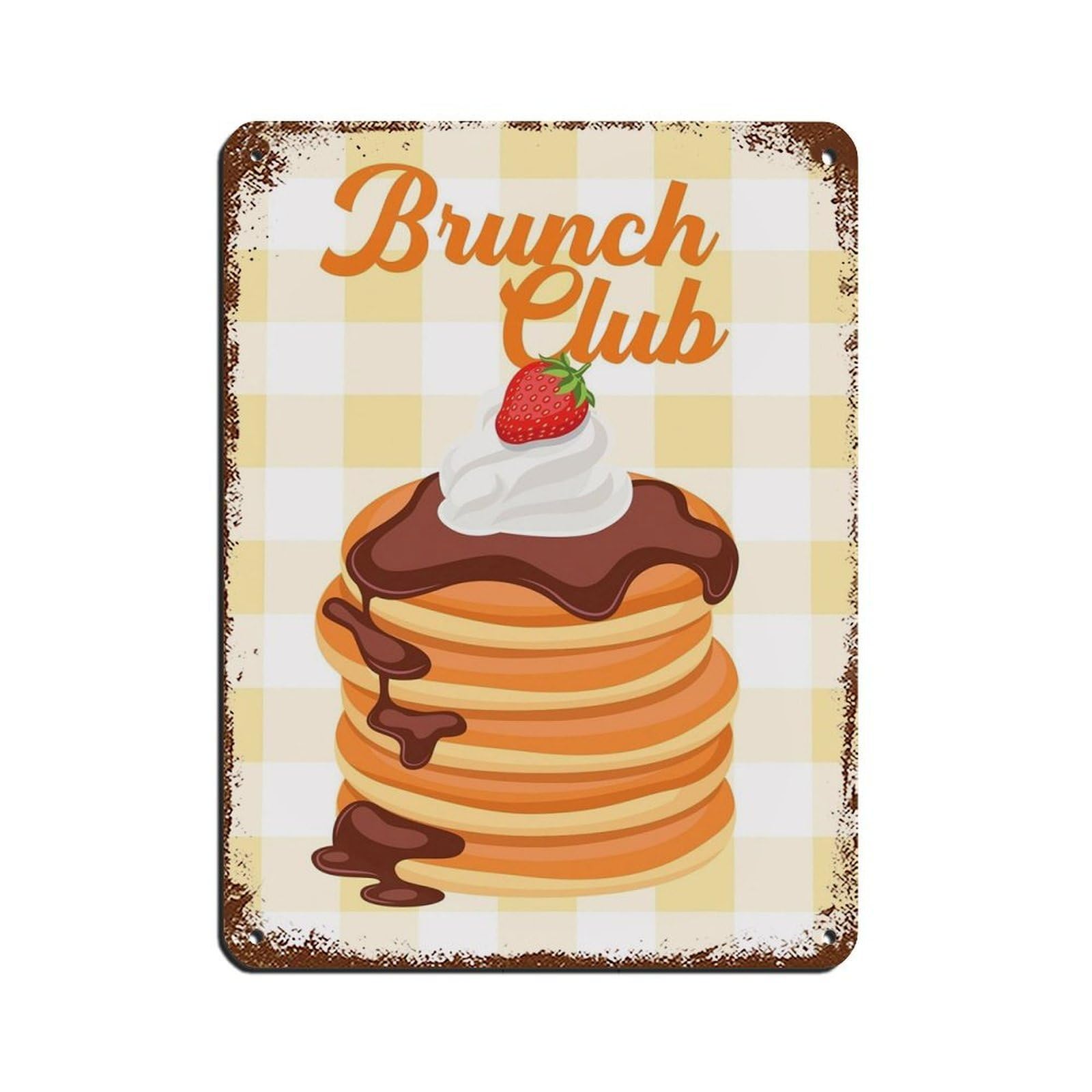 Brunch Club, American Pancakes Breakfast (2) Tin Sign Vintage Metal Pub Club Cafe Bar Home Wall Art Decoration Poster Retro 12x16inch(30x40cm)