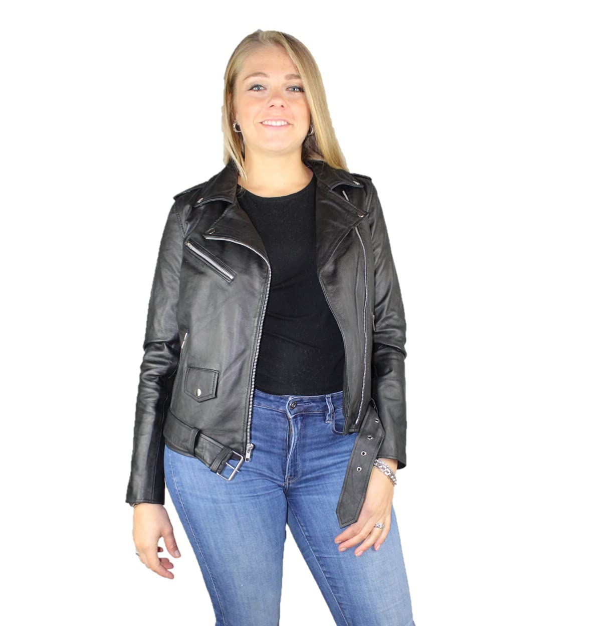 Urban Leather Blouson pour Femme en Cuir d'Agneau