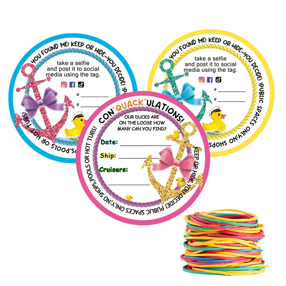 Cruising Duck Tags Game Cards - 35 Pack With Rubber Bands - Personalized Duck Hiding Game