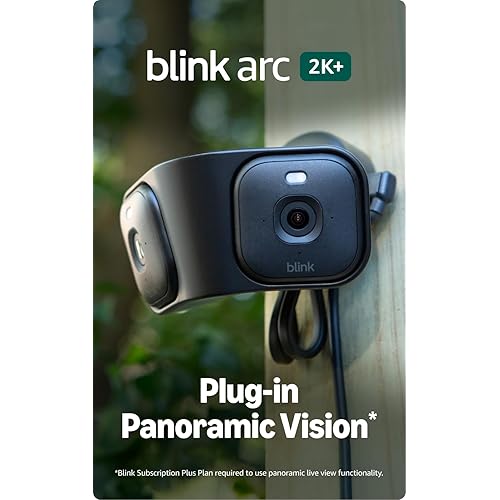 Blink Arc – Plug-in Panoramic Vision [Plus Subscription required], 180° coverage, Mini 2K+ dual-camera security, single power source – 2 cameras (Black)