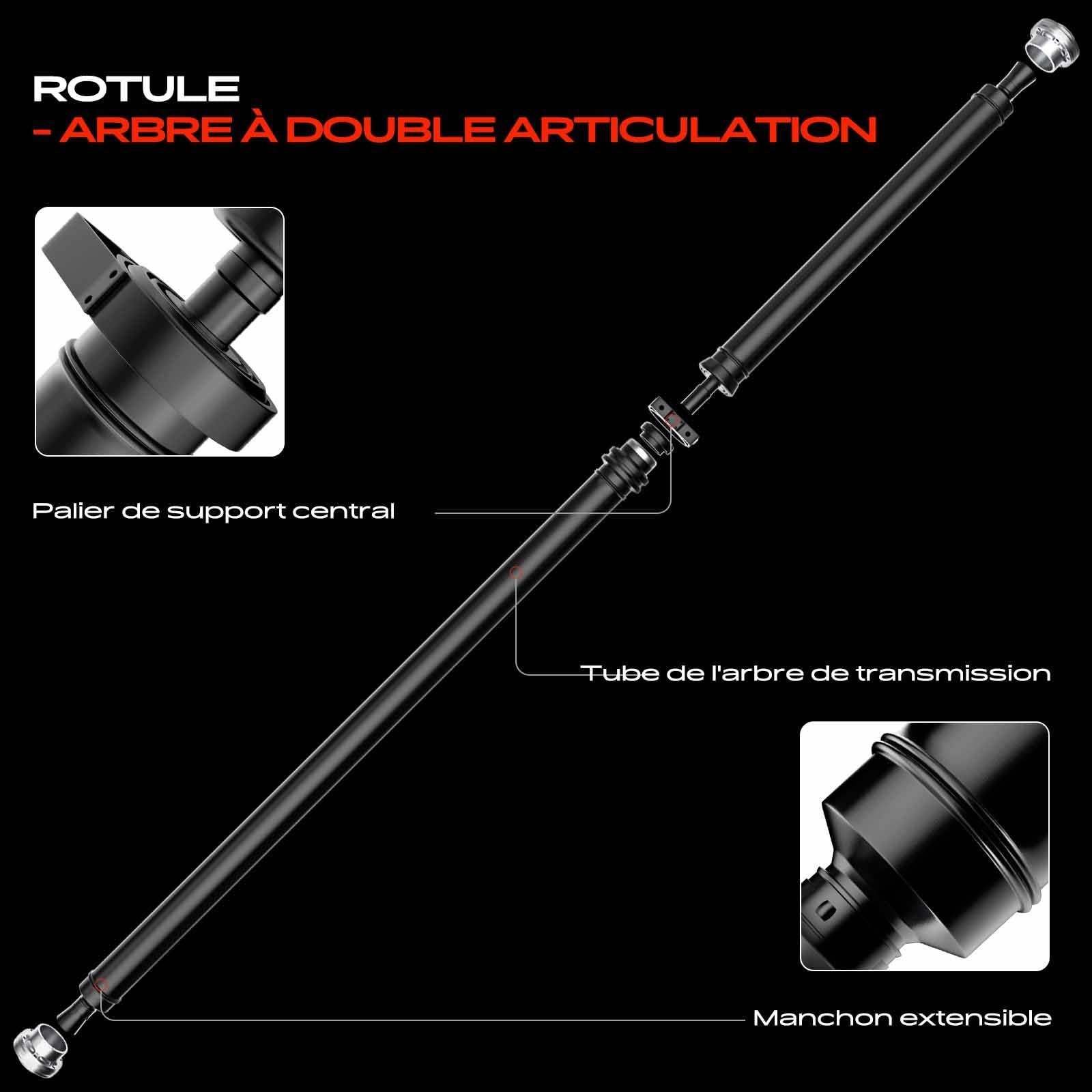 Amazon.fr : Arbre de cardan arrière L = env. 2000 mm pour Freelander 2 FA  L359 LF R-a-n-g-e R-o-v-e-r Evoque Cabriolet L538 2.0L 2.2L 3.2L 2006-2019  LR031394