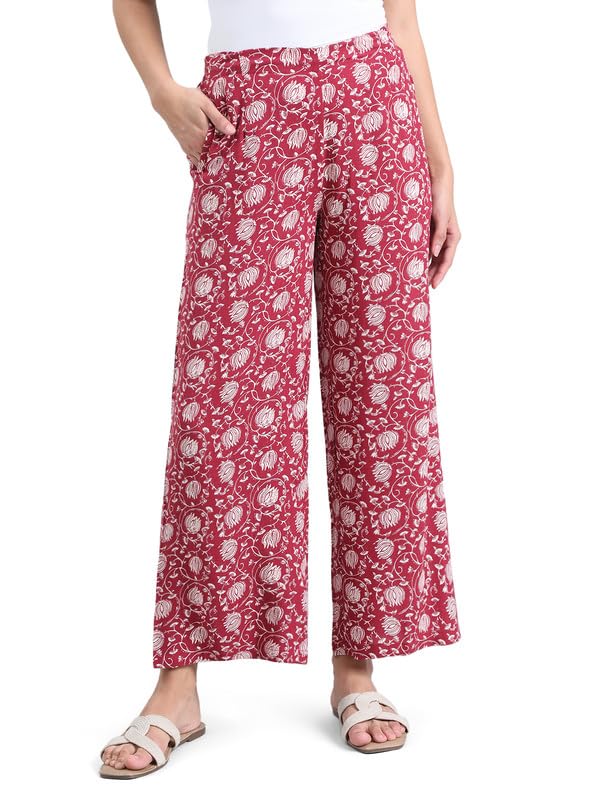 Image of GO COLORS Soft Viscose Printed Palazzo Full Length for Women| Breathable, Mid Rise
