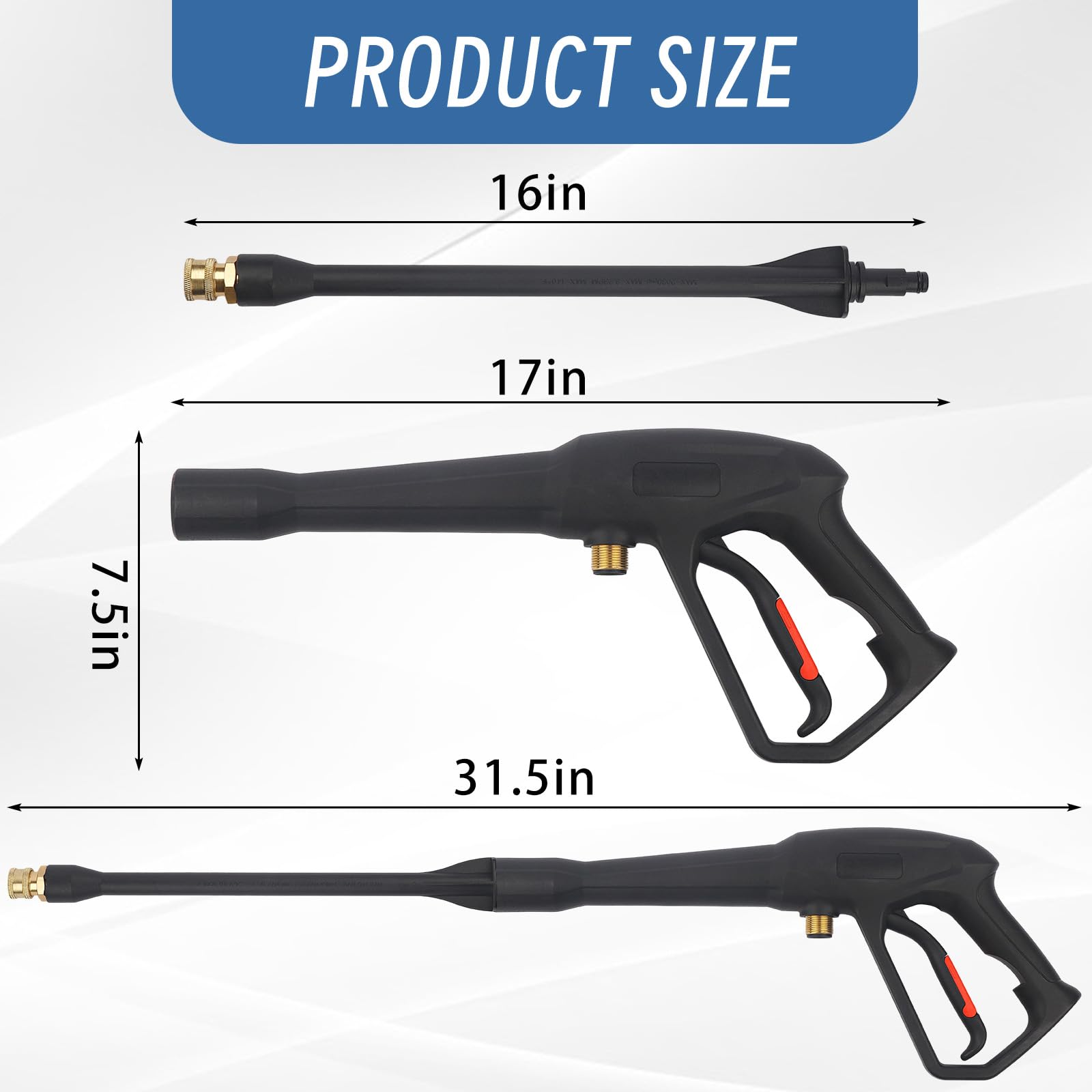 Kit pistola a spruzzo per idropulitrice con bacchetta di estensione e 5 punte per ugelli a connessione rapida, include adattatori M22-14 mm e M22-15 mm per compatibilità universale per la casa e il