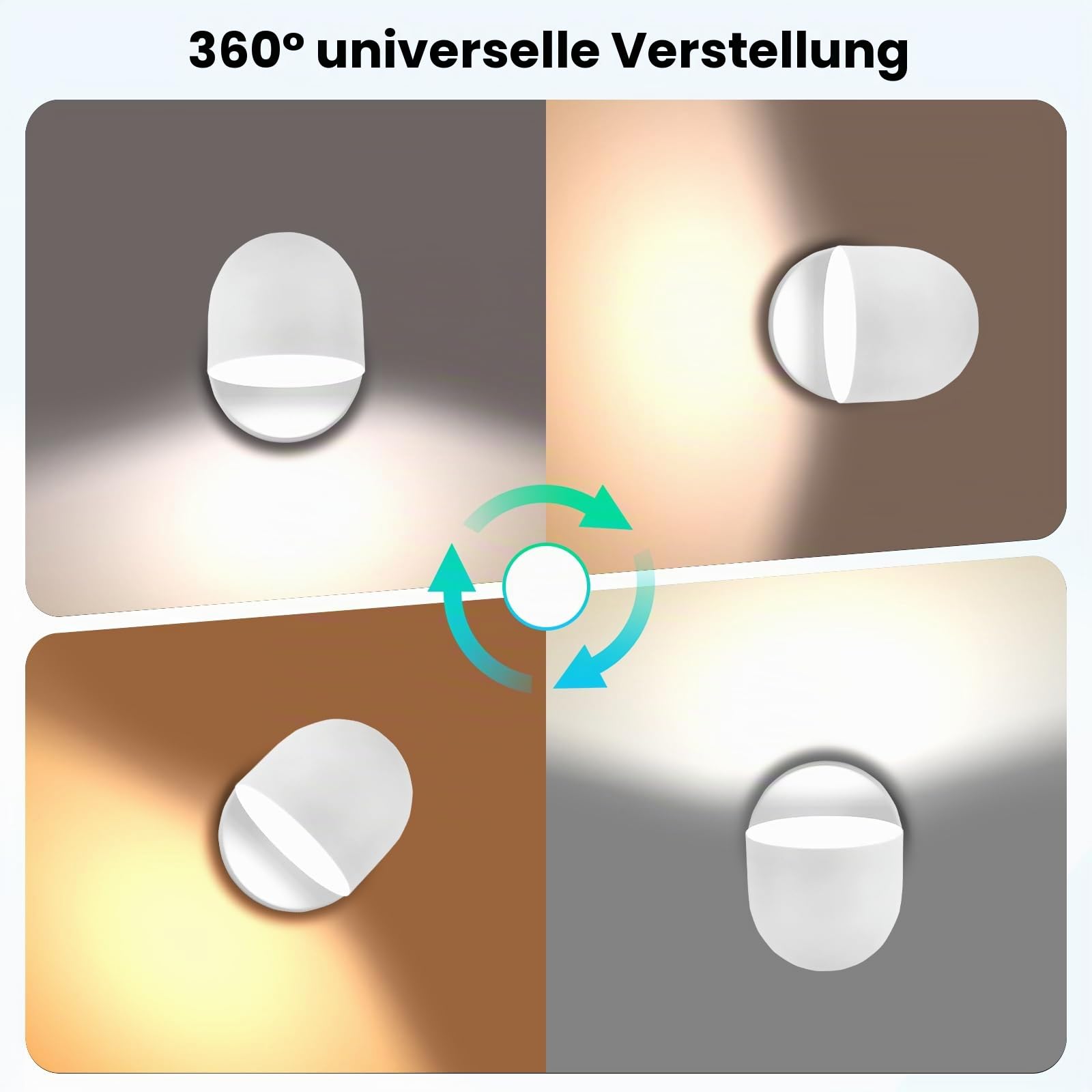 12W LED Innen Wandleuchte Mit Stecker, Touch Control Wandlampe Dimmbar, 360° Drehbare Nachttischlampe, 3000k Warmweiß Einstellbar Leselicht Für Wohnzimmer, Schlafzimmer, Treppen, Flur, Büro,Weiß